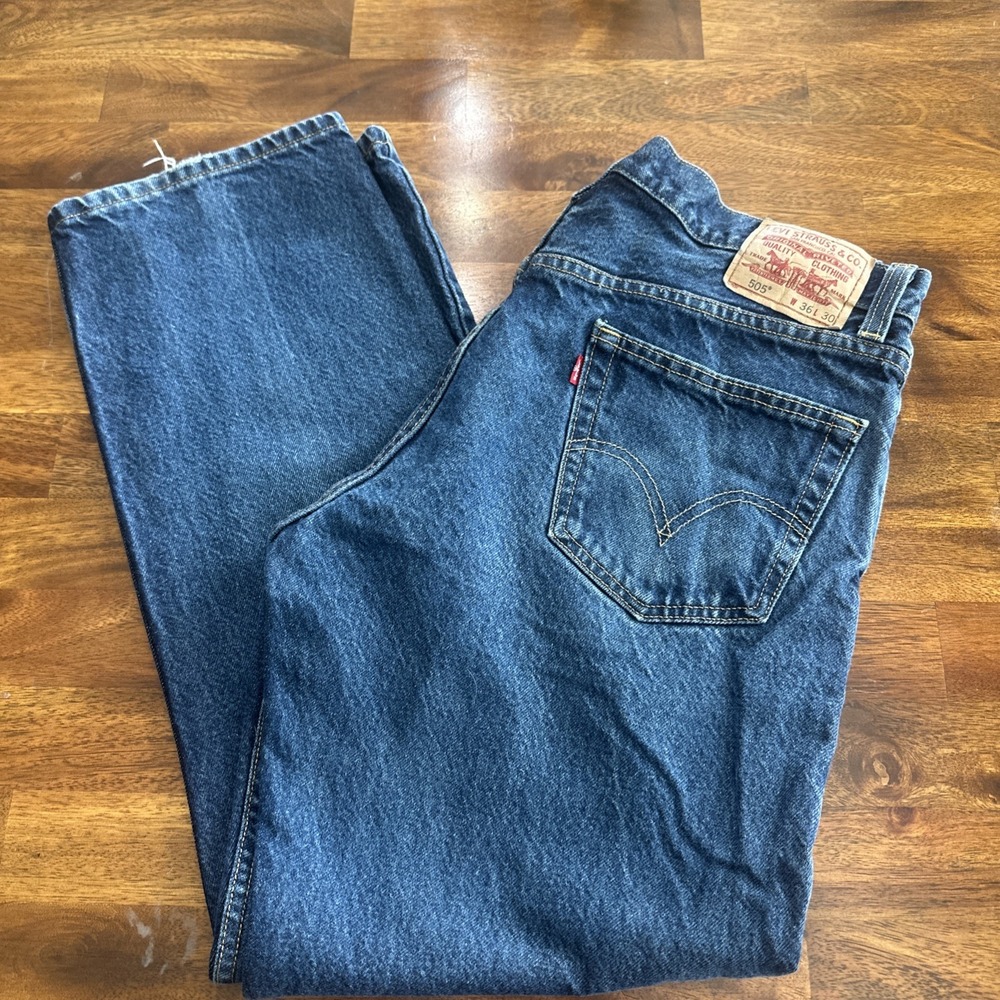 Levi's 505 Regular Fit Jeans Mens 36x30 Blue Excellent Straight Leg Denim